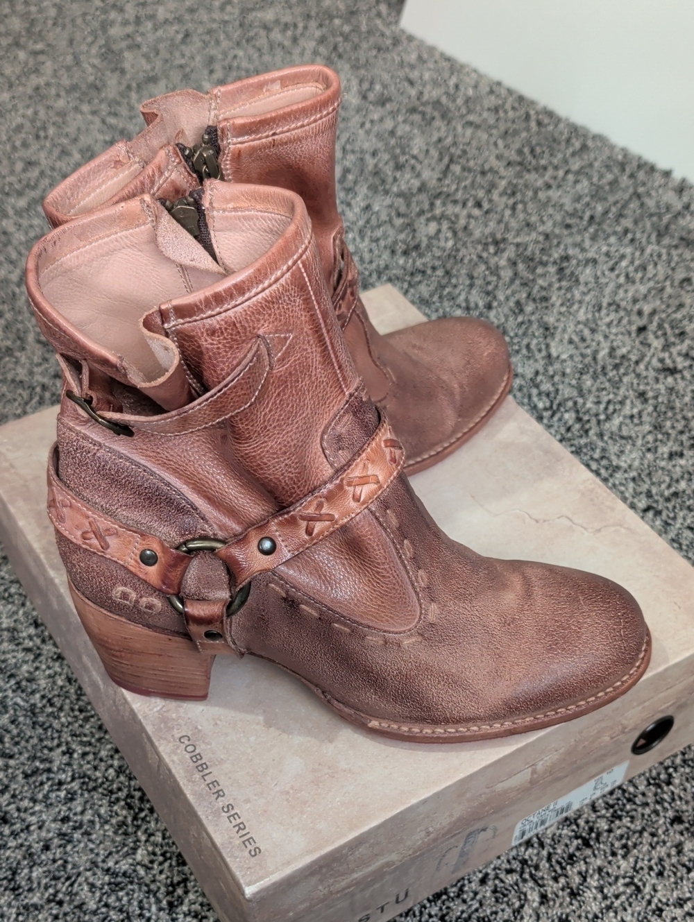 Women's Bed Stu Octane Tan MD Leather Ankle Boots New